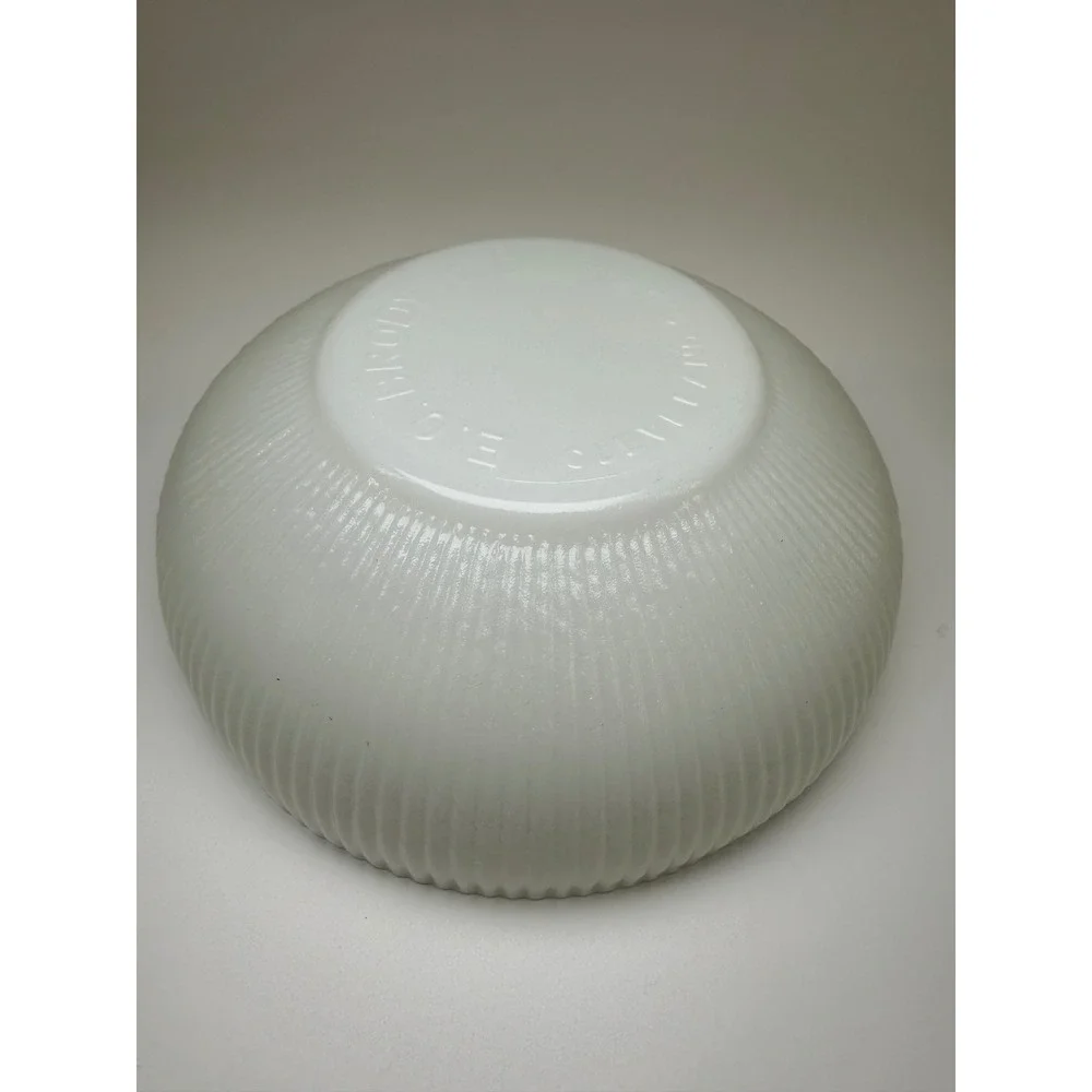 E.O. Brody‎ Co White Milk Glass Ribbed Bowl Vintage Cleveland Ohio USA 7.5